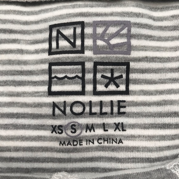 Nollie Gray White Striped Long Sleeve Top Small - Picture 3 of 5